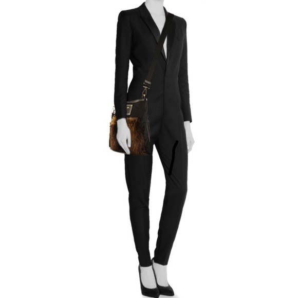 PRADA NYLON SHOLDER/CROSSBODY BLACK BAG WITH FUR DETAIL - Picture 5 of 9